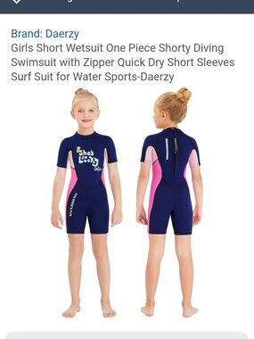 Dive & Sail Kids Shorty Wetsuit Sz S Pink Navy Neoprene “She’s So Lucky” Cactus
